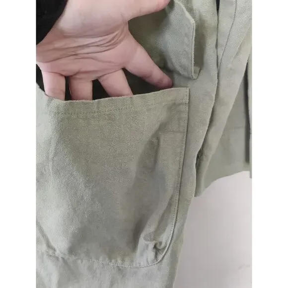 Aliya Wanek Evelyn Jacket Sage Coconut Buttons Size S Hemp-Cotton Oversized - Picture 6 of 8